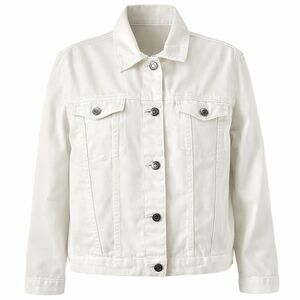 Cleo Petites White Denim Jacket Women's Medium 100% Cotton Button Front Classic